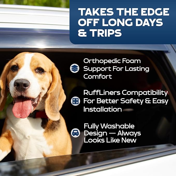 Ruff Liners Truck Back Seat Dog Bed Cushion, Extra Large Black – As Seen on Shark Tank – for Large Seat Extender & XL Floor Cover – Waterproof, Machine-Washable – Backseat Dog Bed with Rebound Foam