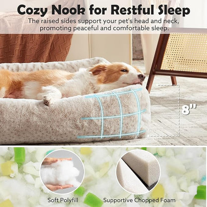 JOEJOY Large Dog Beds Large Sized Dog, Washable Orthopedic Premium Soft Corduroy Fleece Pet Bed with Removable Zipper Cover, Cute Calming Puppy Bed with Non Skid Bottom