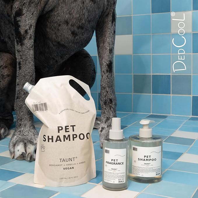 DedCool Pet Shampoo Refill | 01 Taunt Scent | Hypoallergenic, Tear-Free Dog & Cat Wash for Sensitive Skin, Dryness & Itch Relief | Vegan, Non-Toxic, Deodorizing Cleanser | 45oz