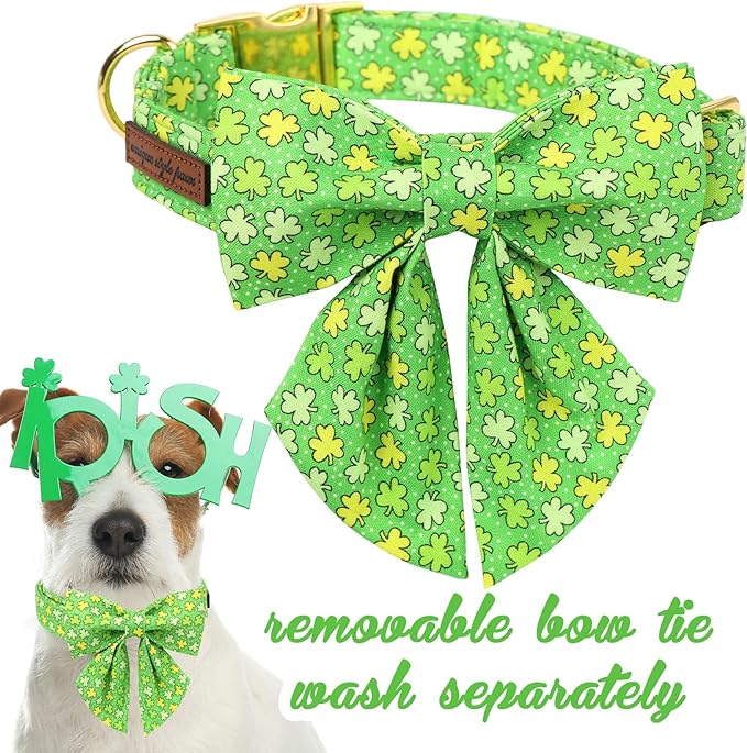 Unique style paws St. Patrick's Day Dog Bandana Clover Bandanas with Flower for Small Medium Large Boys Girls Dogs