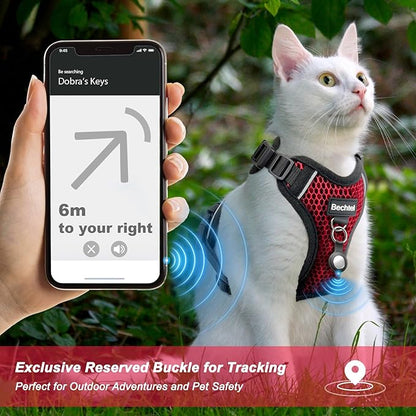 Cat Harness and Leash for Walking Escape Proof Soft Adjustable Cat Leash Breathable Honeycomb Structure Comfortable Vest Easy to Wear Kitten Harness for Outdoor Travel, Honeycomb Red, M