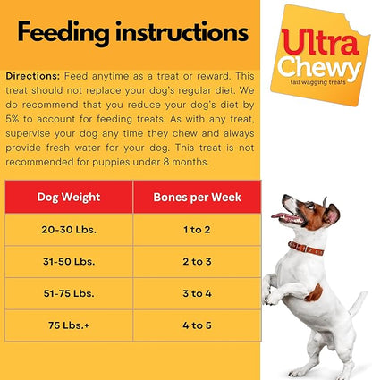 Ultra Chewy Favorites Double Treat Bones, Made in The USA, Healthy Treats, Easy to Digest, Promotes Dental Health (Assorted Flavors, 2 Packs/9 Bones Per Pack)
