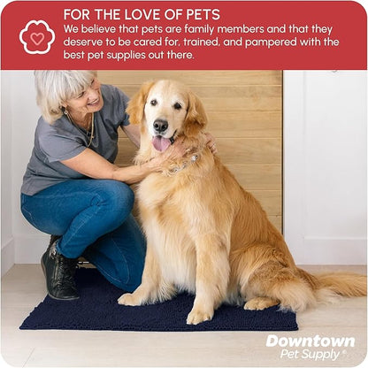 My Doggy Place Dog Mud Mat, 36" x 26" Navy Blue – Thick Microfiber Entry Rug for Snow, Mud & Salt – Absorbent, Quick-Dry, Washer-Safe & Non-Slip, Large
