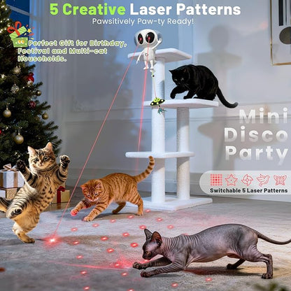 ORSDA Laser Cat Toys for Indoor Cats, 2 in 1 Interactive Automatic Dual Laser & Catnip UFO Dangler for Kitten Toys, Truly Random Trajectory Radar Motion-Activated, Rechargeable 4 Modes, Clamp Design