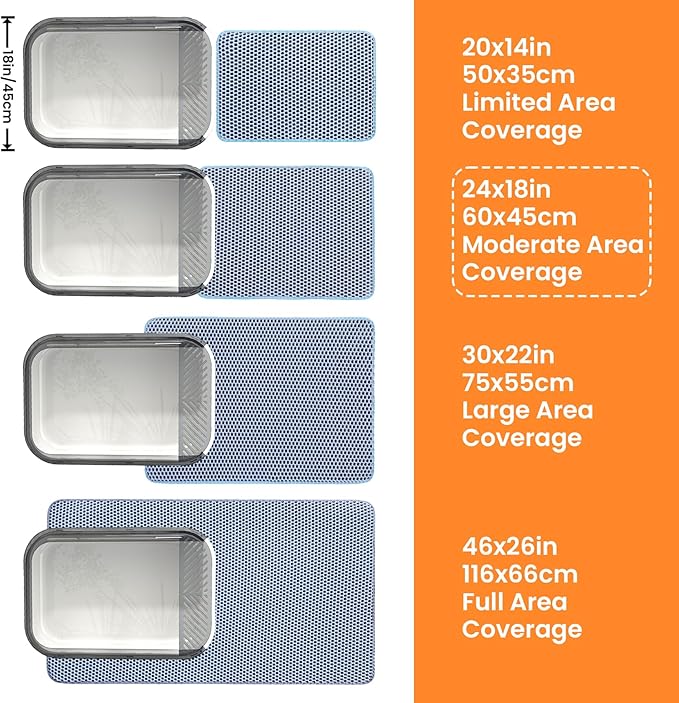Petinstinct Cat Litter Mat, 24x18 Inches Large Double Layer Honeycomb Cat Litter Trapping Mat, Non Slip Waterproof Urine Proof Cat Litter Box Mat for Floor, Kitty Litter Rug, Cat Supplies, Blue