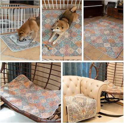 nunubaby 2PACK Washable Pee Pads for Dogs, Stylish, Non-Slip and Leak-Proof Pee Pads. Reusable Potty Pads for Dogs for Crates and Floors.(Brown/Geo, 72" x72")