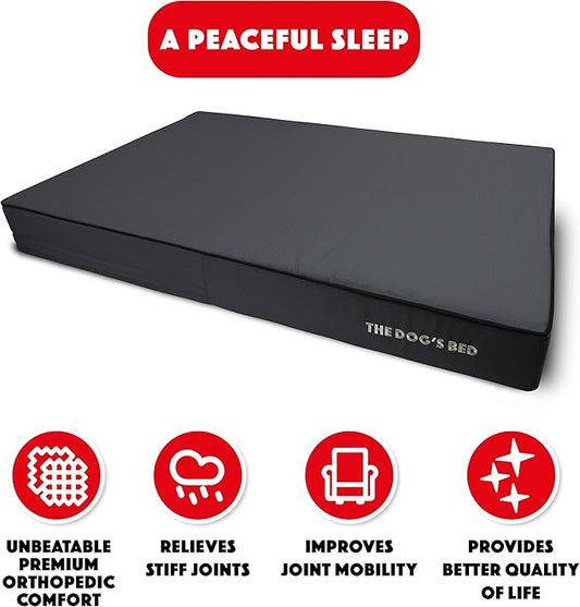 The Dog’s Bed Orthopedic Memory Foam Dog Bed, XXL Grey & Black, Waterproof, Supportive Dog Bed with Replaceable Covers, Veterinary Approved