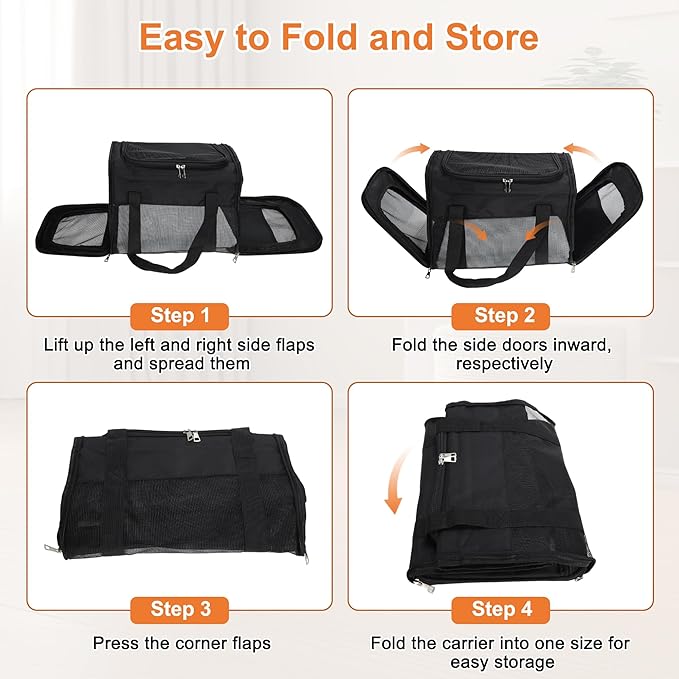 RENEWREVITAL Pet Carrier, Breathable Mesh Design, Soft Cat Carrier with Shoulder Strap, Comfortable Travel Solution, Black