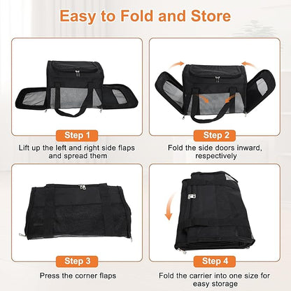RENEWREVITAL Pet Carrier, Breathable Mesh Design, Soft Cat Carrier with Shoulder Strap, Comfortable Travel Solution, Black
