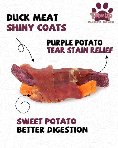PAWUP Duck & Sweet Potato Duo Dog Treats, Soft Chews for Small & Medium Dogs, High Protein & High Fiber, Gentle on Sensitive Stomachs, Natural Daily Snack with Taurine, 12.5 oz