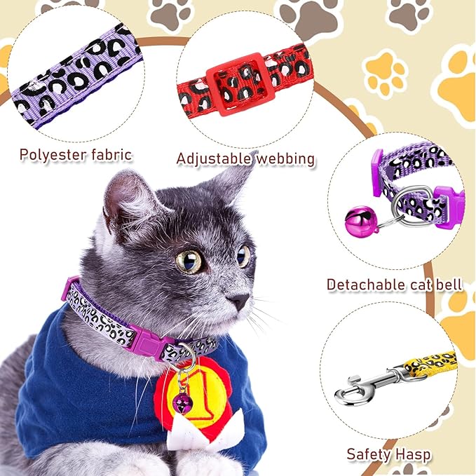 Amylove 48 Pcs Dog Collar and Leash Set, Polypropylene Adjustable Puppy Collars for Medium Dogs Small Pet Puppy Walking Training with Hook and Buckle(Fresh Color,Leopard Pattern)