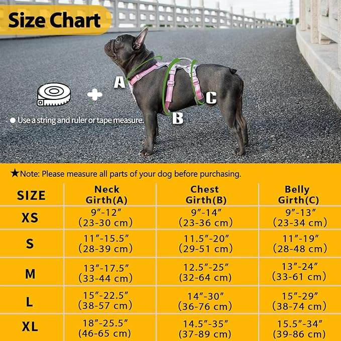 Huntboo No Escape Dog Harness, Escape Proof Harness, Fully Reflective Harness with Padded Handle, Breathable,Durable, Adjustable Vest for Small Dogs Walking, Training, and Running Gear（Pink,S