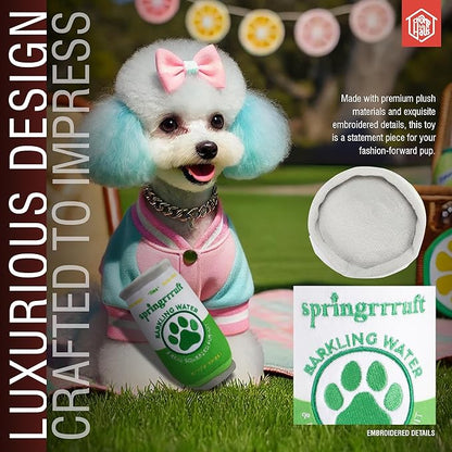 Chomp Haus Springrrruft Barkling Water – Luxurious Plush Dog Toy with Squeaker, Premium Fabric, Embroidered Details, Designer-Inspired Chew Toy, Fun Gift for Small to Medium Dogs & Dog Lovers
