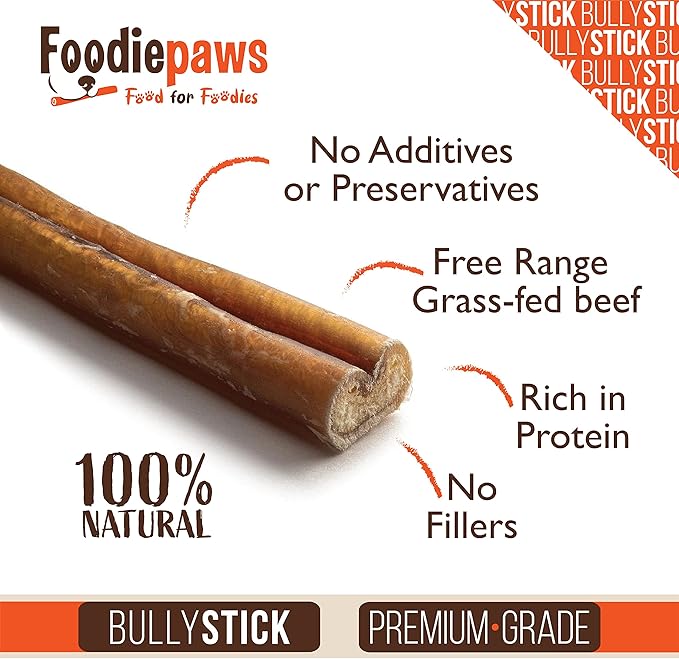 FOODIEPAWS 4 Inch Bully Sticks for Dogs, 1 lb Bulk Pack | All Natural Grass-Fed Beef Pizzle | Rawhide-Free, Odor-Free & Fully Digestible Chews | Dental Treats for Puppies & Small Dogs