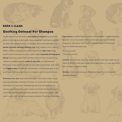Oatmeal Dog Shampoo for Itchy Skin Relief - 1 Gallon with a Pump - Made with Coconut, Aloe Vera, Essential Oils, and More - Hypoallergenic Shampoo for Cleaning and Nourishing Dog Skin and Coat