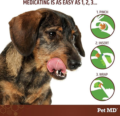 Pet MD Wrap-A-Pill with Dog Probiotics - Pill Wrap for Dogs Medicine - Easy-to-Use Paste to Hide Capsules, Create Pockets and Treats for Dogs - Cheese & Bacon (4.2oz)