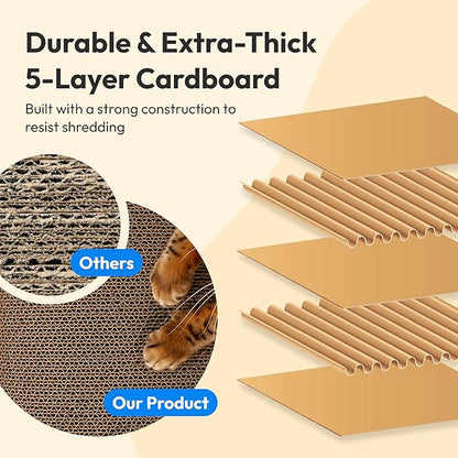Pet JoJo Cloud Lounge Cat Scratching Pad, Reversible Scratch Board with Natural Curves for Freestyle Scratching & Ergonomic Support, Extra Wide Cat Bed for Large Cats, Premium Cardboard & Cozy Fabric