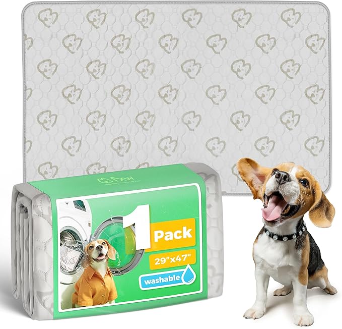 FXW Washable Pee Pads for Dogs, Leak-Proof & Non-Slip, Specifically Designed for 48inch Cages, 29" x 47" Rectangle, Khaki, 1 Pack