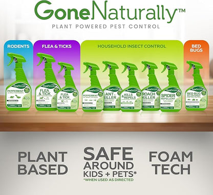 GoneNaturally Flea and Tick Spray for Dogs & Home– Natural Flea and Tick Prevention for Dogs– Bed Bug Spray & Multi-Insect Killer– Scentless Plant-Based Formula Kills on Contact (32 oz)