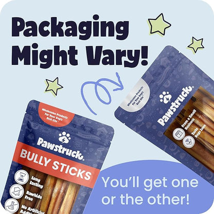 Pawstruck Natural 3–5" Bully Sticks for Small Dogs and Puppies – Single Ingredient, Low-Odor, Rawhide-Free Chew Treat – 100% Real Beef, No Artificial Preservatives – 8 oz Bag – Packaging May Vary