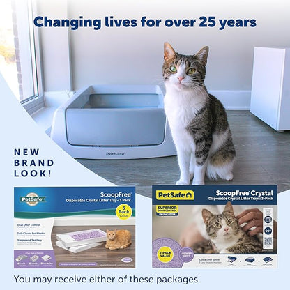 PetSafe ScoopFree Disposable Crystal Cat Litter Tray - Easy Cleaning Box - Refill Tray for Electric Litter Box - Lavender Scent - 4.3 lb Bags - 3 Pack