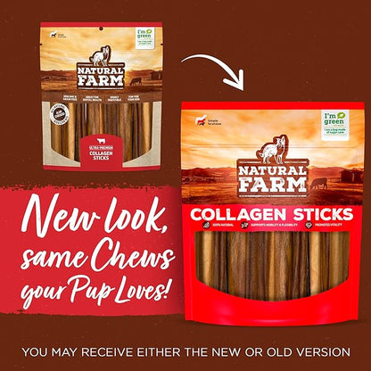 Natural Farm Braided Collagen Chews for Dogs (6 Inch, 10 Pack), Collagen Sticks, Natural Dog Chews, Long Lasting, for Small, Medium and Large Dogs, Odor-Free, Rawhide Alternative