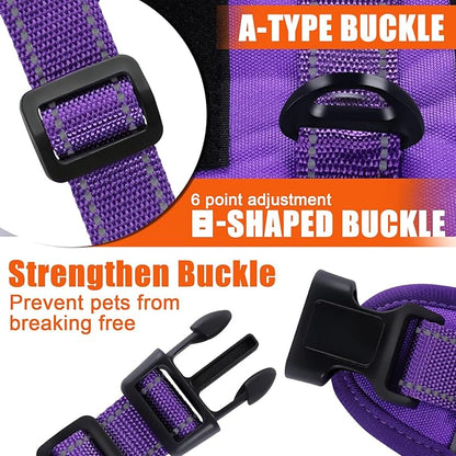 Escape Proof Dog Harness for Large Medium Sized Dogs Six Point Adjustable, Service Dog Vest Harness and Leash Set, No Pull Dogs Harnesses with Handle, Medium Dog Harnesses for Walking(Purple, S)