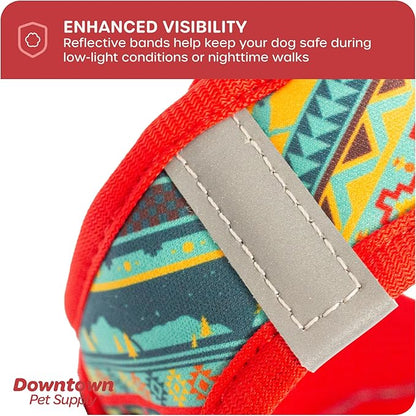 Downtown Pet Supply Step-in Dog Harness – No Pull, Adjustable Padded Mesh with Reflective Trim, Secure Buckle Strap – Comfortable & Breathable Small Dog Harness, X-Large, Tribal