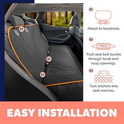 Active Pets Orange XL Dog Car Hammock Back Seat Cover, Waterproof Backseat Cover Protector for Truck Bench Rear of Sedans or SUVs, Essential Pet Supplies Vacuum or Wipe Clean, Machine Washable