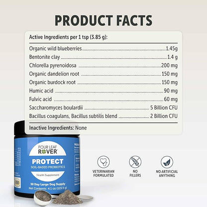 Protect - Probiotics for Dogs - Veterinarian Formulated - with Natural Prebiotics and Antioxidants - Detoxification & Gut Health - 60 Day Large Dog Supply