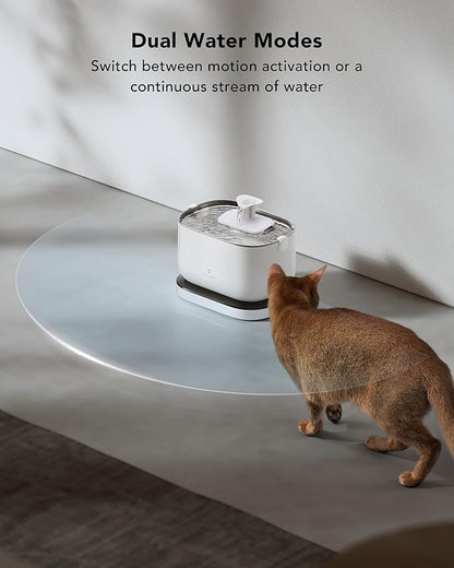 Cordless Pet Water Fountain Battery Operated + 8 Packs Replacement Filters for Dockstream Cat Water Fountain WF005 WF115 WF105, 4 Months Set of Replacement Filters