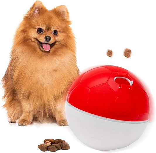 amicus Mini - Crazy Ball - Dog Treat Ball - Interactive Treat Dispensing pet Toys - Pets Enrichment Toys - Pets Toys to Keep Them Busy - Slow Feeder - 100g/3.5 oz - Red/White