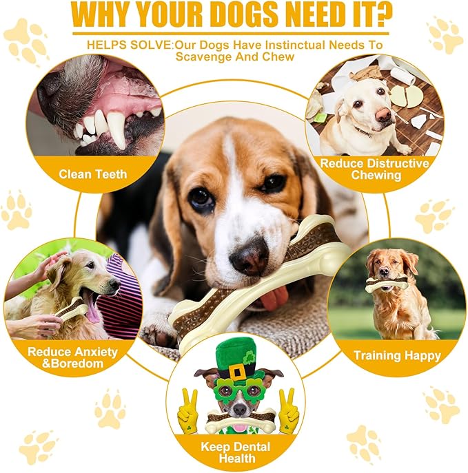 Sosation 10 Pcs Dog Chew Toys for Aggressive Chewers Nylon Beef Flavor Dog Bones Tough Puppy Teething Toys Puppy Chew Bones for Large/Medium/Small Breed Dogs Puppies (5.1 x 2 Inch)
