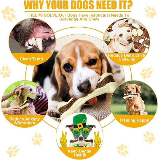 Sosation 10 Pcs Dog Chew Toys for Aggressive Chewers Nylon Beef Flavor Dog Bones Tough Puppy Teething Toys Puppy Chew Bones for Large/Medium/Small Breed Dogs Puppies (5.1 x 2 Inch)