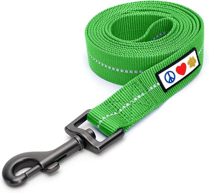 Pawtitas Green Dog Leash 6 ft XS/S Reflective Durable Lightweight Recycled Lead for Small Dogs and Puppies