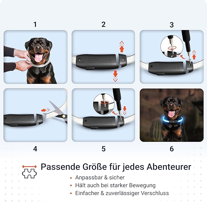 PAJ GPS – PAJ Light – Glowing LED Collar for Dogs – Cut-to-Fit (20–70 cm) – 100% Waterproof – 7 Color Modes – Night Safety & Visibility