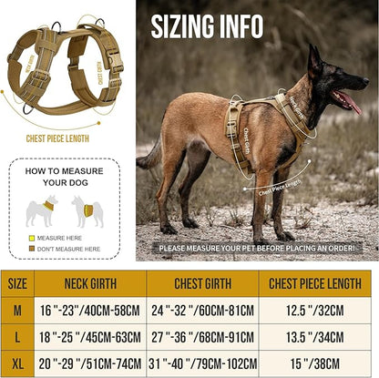 OneTigris Dog Harness, Soft Padding No Pull Dog Vest Harness, Durable High-Tensile Nylon, Adjustable Tactical Harness for Medium and Large Dogs with Reflective, 1 Handle, 3 D-Rings