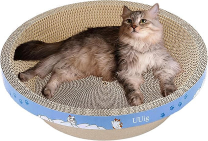 UUig Cat Scratcher, 17.7x17.7 inches Cardboard Cat Scratchers for Indoor Cats, Large Cat Scratching Board, Round Bowl Cat Scratch Pad Bed with Catnip