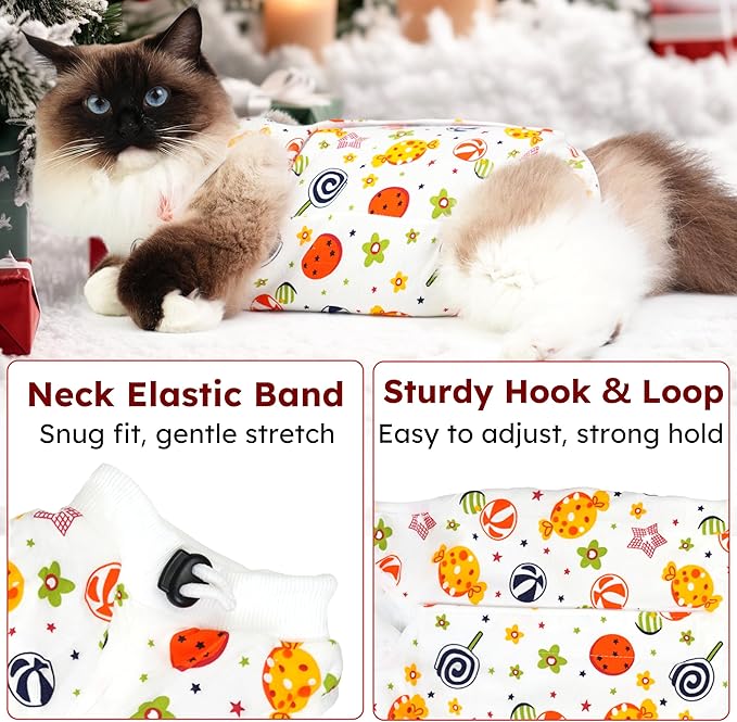 Hpetppy Cat Recovery Suit for Spay Abdominal Wounds, Breathable Cat Onesie for Cats After Surgery Female, Kitten Surgical Recovery Suit Female Cone of Shame Alternative for Cats Anti Licking
