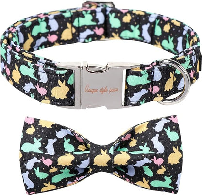 Unique style paws Easter Dog Collar with Bow Easter Eggs Chicken Collar with Flower for Small Medium Large Boys Girls Dogs
