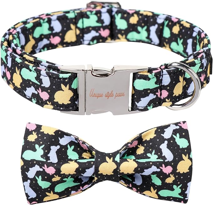 Unique style paws Easter Dog Collar with Bow Easter Eggs Chicken Collar with Flower for Small Medium Large Boys Girls Dogs