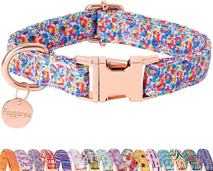 Faygarsle Multi-Colored Splotches Pattern Dog Collar for Small Medium Large Dogs Cute Puppy Collars for Female Dogs for Summer Spring Wedding Necklace Girl Dog Collar XS