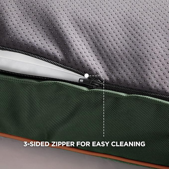 Bedsure XL Washable Dog Bed - 3 Inch Thicken Up to 100lbs Pet Mat Pillows with Removable Washable Cover, Green
