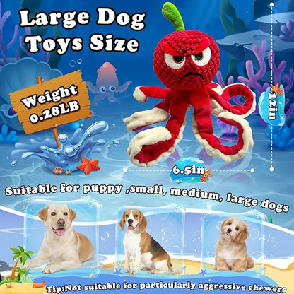 Jeefome Squeaky Dog Toys Octopus -Plush Stuffed Dog Chew Toys with Soft Fabric for Small Medium and Large Dogs,Interactive Tug of War Puppy Toys to Keep Them Busy