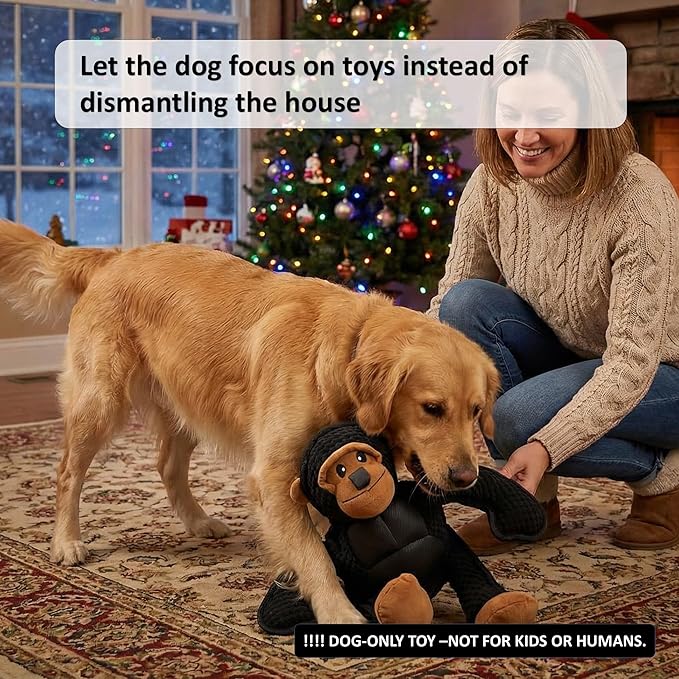 Plush Stuffed Squeaky Dog Toys, Dog Toy Medium、Large Breed, Dog Chew Toys for Non-Aggressive Dogs,Chew Dog Toys to Keep Them Busy,Solomon，11" x 11" Gorilla