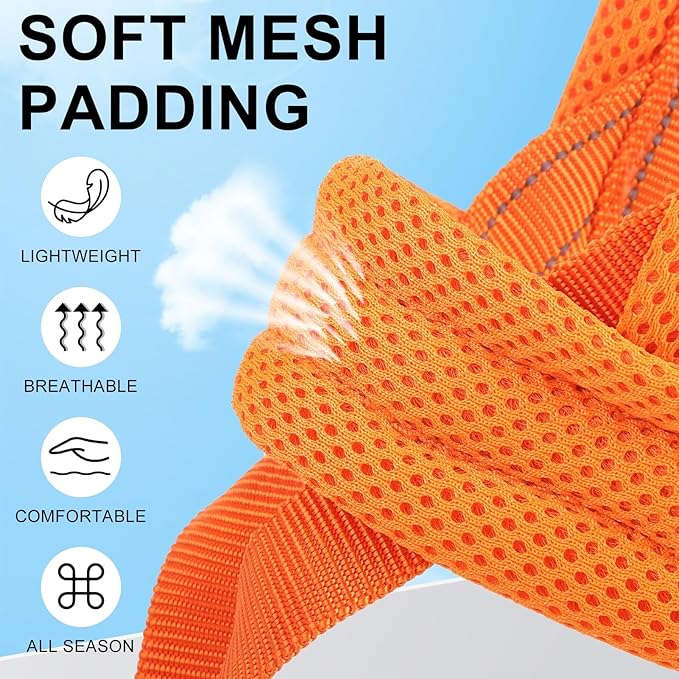 BEAUTYZOO Dog Harness for Small Dogs, No Pull Dog Harness and Leash Set, Soft Escape Proof Puppy Vest Harness with Handle, Reflective Lightweight Step in Harness for Girl Boy Dogs, Orange XS