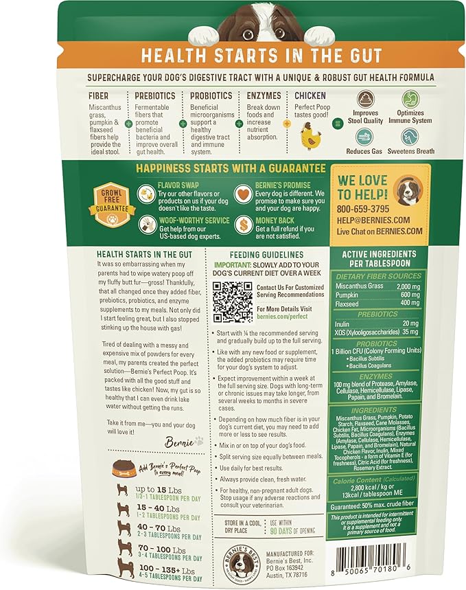 Perfect Poop Digestion & Health Supplement for Dogs: Fiber, Prebiotics, Probiotics, Enzymes Digestive, Hard & Soft Stool, Improved Health (4.2oz Cheddar Bag + 4.2 oz Chicken Bag, 4.2 oz Bundle)