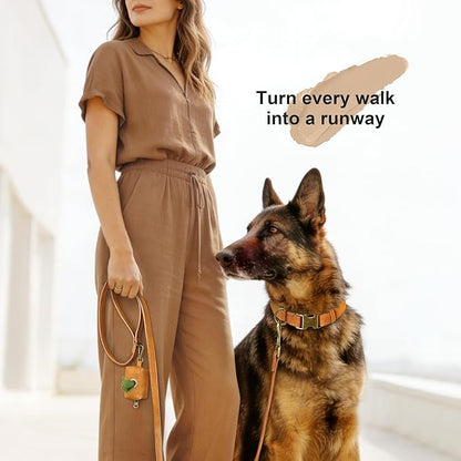 Didog Soft PU Leather Dog Collar, Stylish Quick Released Dog Collars for Large Dogs, Easy Clean Adjustable Pet Collar for Daily Walking, Light Brown, XL Fit 17-27" Neck