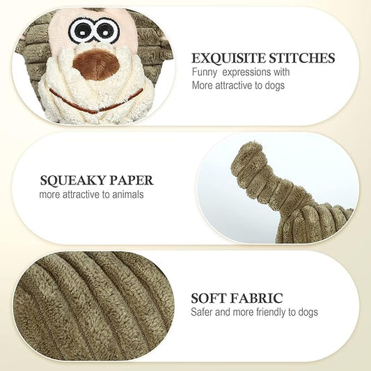 BUYPOW Dog Toys for Large Dog - Plush Squeaky Medium & Small Dog Toys - Stuffed Animals Puppy Toys - Funny Cute Dog Toys for Dog Birthday Presents (Monkey)