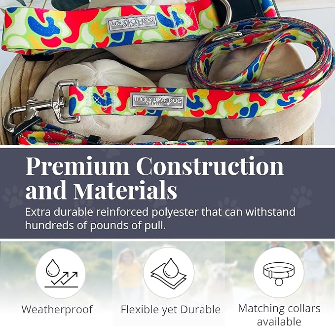 Lucky Love Dog Leash, Pattern Oscar Dog Leash, Medium, Durable & Long Lasting (Oscar, Large)